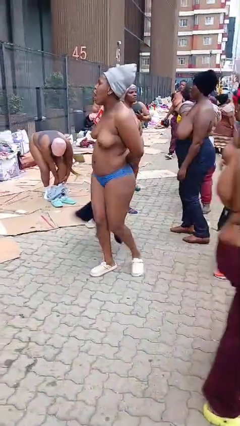  Protesting SACSAAWU Women Strips Naked Faunts Her Big Boobs in the Streets