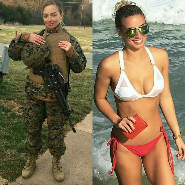 Sexy Soldier Girl Takes off Camouflage, Looks Amazing in Bikini
