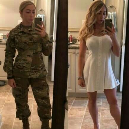 Army Girl Looks Hot in Sexy Short Skirt